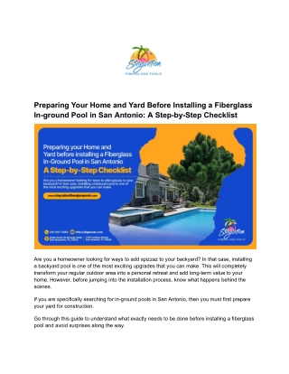 Preparing Your Home and Yard Before Installing a Fiberglass In-ground Pool in San Antonio