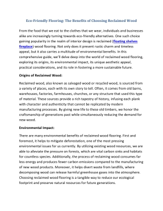 Eco-Friendly Flooring The Benefits of Choosing Reclaimed Wood