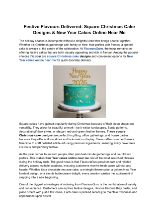 Festive Flavours Delivered_ Square Christmas Cake Designs & New Year Cakes Online Near Me