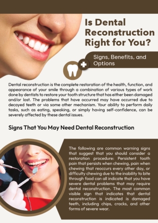 Is Dental Reconstruction Right for You? Signs, Benefits, and Options