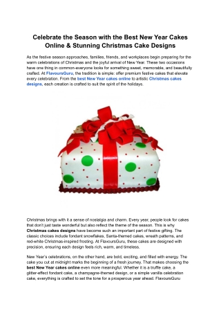 Celebrate the Season with the Best New Year Cakes Online & Stunning Christmas Cake Designs