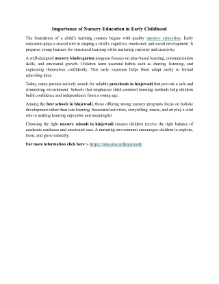 Importance of Nursery Education in Early Childhood