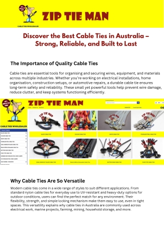 Zip Tie Man – Your Trusted Source for Quality Cable Ties in Australia
