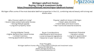 Living on the Lake in Michigan