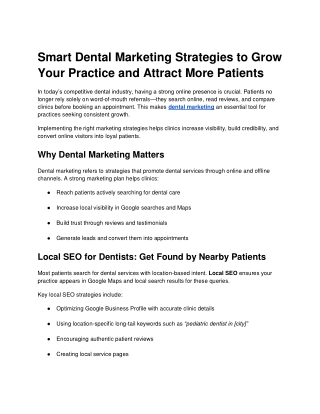 Smart Dental Marketing Strategies to Grow Your Practice and Attract More Patient