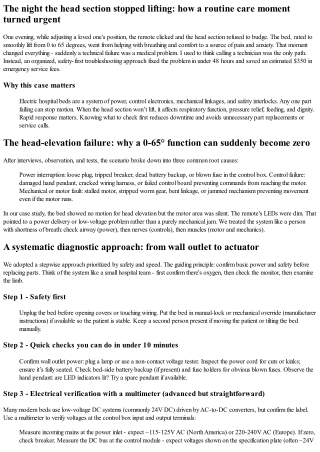 How a Family Caregiver Restored a 0-65° Head-Elevating Electric Hospital Bed in