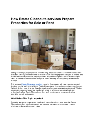 How Estate Cleanouts services Prepare Properties for Sale or Rent