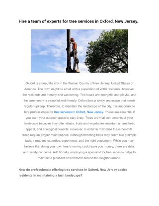 Hire a team of experts for tree services in Oxford, New Jersey