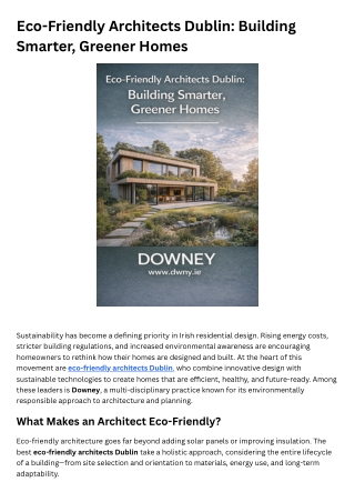 Eco-Friendly Architects Dublin: Building Smarter, Greener Homes