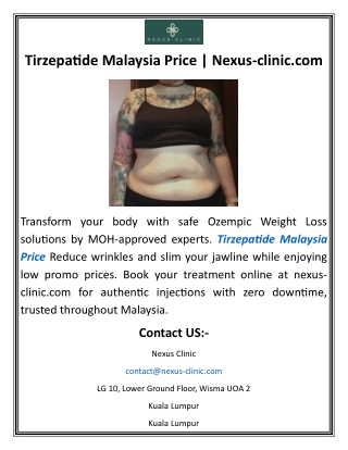 Tirzepatide Malaysia Price Nexus-clinic