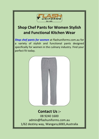 Shop Chef Pants for Women Stylish and Functional Kitchen Wear