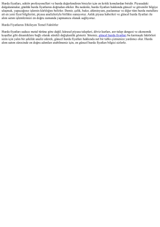 Güncel Hurda Fiyatları ile Hurda Piyasasının Nabzını Tutun