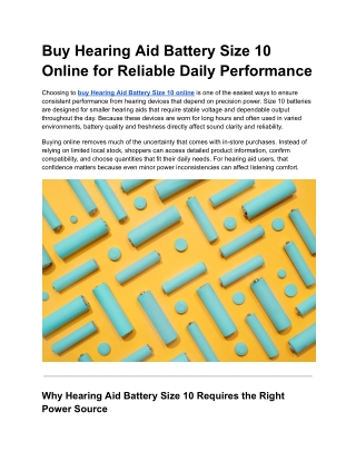 Buy Hearing Aid Battery Size 10 Online for Reliable Daily Performance