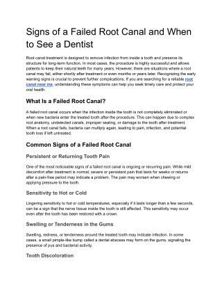 Signs of a Failed Root Canal and When to See a Dentist