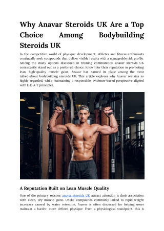 Why Anavar Steroids UK Stand Out Among Bodybuilding Steroids UK
