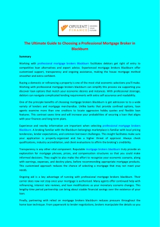 The Ultimate Guide to Choosing Professional Mortgage Broker in Blackburn