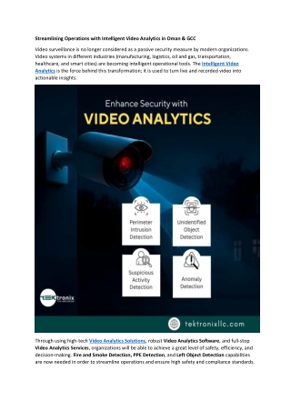 Streamlining Operations with Intelligent Video Analytics in Oman & GCC
