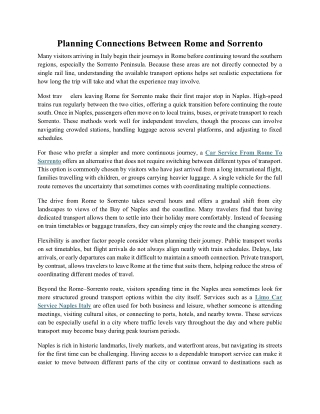 Planning Connections Between Rome and Sorrento