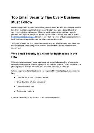 Business Email Setup Support USA | Secure Email Configuration