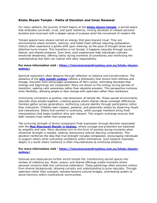 Khatu Shyam Temple - Paths of Devotion and Inner Renewal