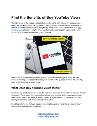 Find the Benefits of Buy YouTube Views