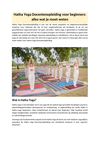 Hatha Yoga Docentenopleiding voor beginners: alles wat je moet weten