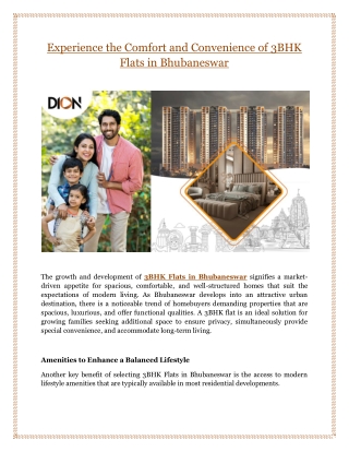 Experience the Comfort and Convenience of 3BHK Flats in Bhubaneswar