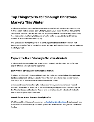 Edinburgh Christmas & Winter Festivals | City Tours UK
