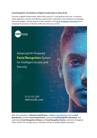 Facial Recognition - The Backbone of Digital Transformation in Oman & GCC
