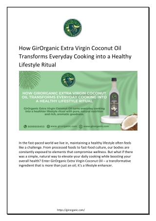 How GirOrganic Extra Virgin Coconut Oil Transforms Everyday Cooking into a Healthy Lifestyle Ritual