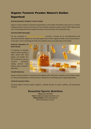 Organic Turmeric Powder - Essential sports nutrition