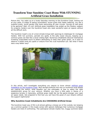 Transform Your Sunshine Coast Home With STUNNING Artificial Grass Installation