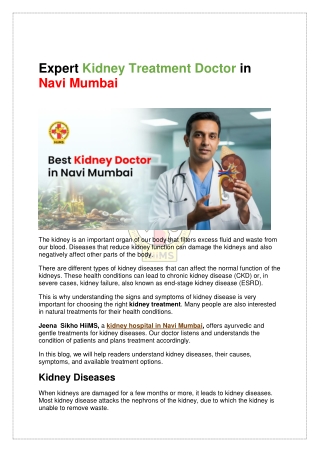Expert Kidney Treatment Doctor in Navi Mumbai