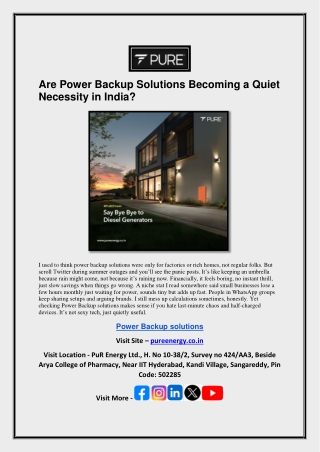 Are Power Backup Solutions Becoming a Quiet Necessity in India?