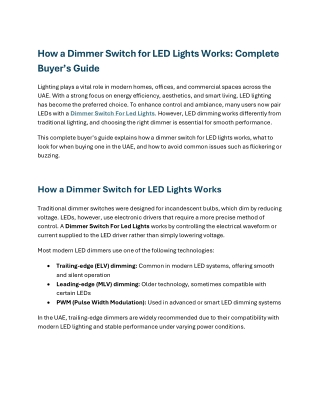 How a Dimmer Switch for LED Lights Works Complete Buyer’s Guide