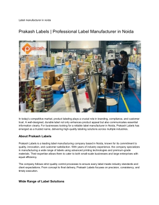 Prakash Labels _ Professional Label Manufacturer in Noida