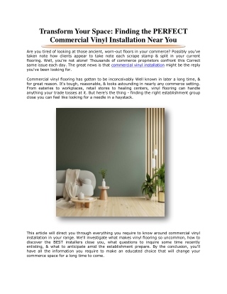 Transform Your Space: Finding the PERFECT Commercial Vinyl Installation Near You