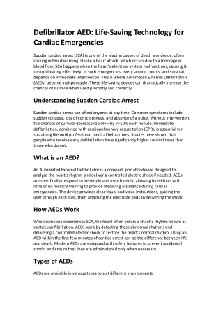 Defibrillator AED Life-Saving Technology for Cardiac Emergencies