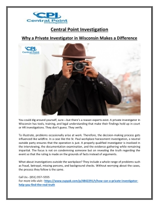 Confidential Workplace Harassment Investigation St. Paul