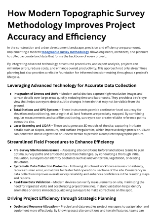How Modern Topographic Survey Methodology Improves Project Accuracy and Efficiency