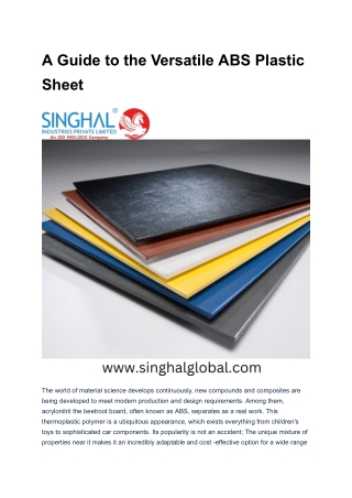 A Guide to the Versatile ABS Plastic Sheet