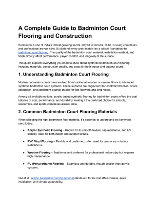Badminton Court Construction Cost: A Full Guide to Outdoor Courts (AQS)