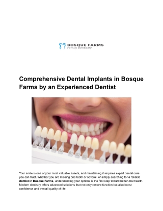 Comprehensive Dental Implants in Bosque Farms by an Experienced Dentist