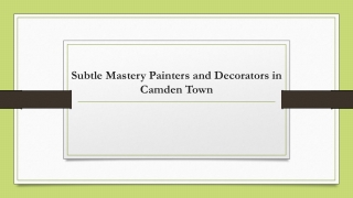 Subtle Mastery Painters and Decorators in Camden Town