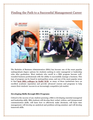 Finding the Path to a Successful Management Career