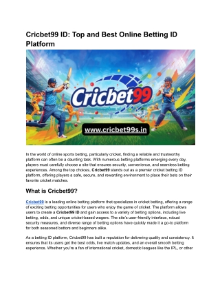 Cricbet99 ID_ Best and Trusted Cricket Betting ID Platform