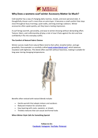 Malini Shop- Wool Cotton Blend Scarf