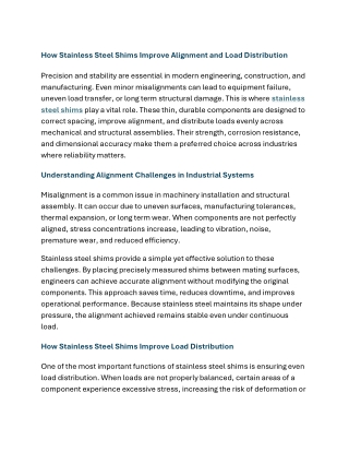 How Stainless Steel Shims Improve Alignment and Load Distribution