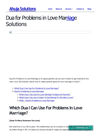 Dua for Problems in Love Marriage Solutions