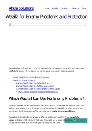Wazifa for Enemy Problems and Protection